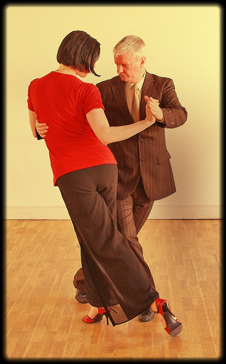 Two people dancing the tango.