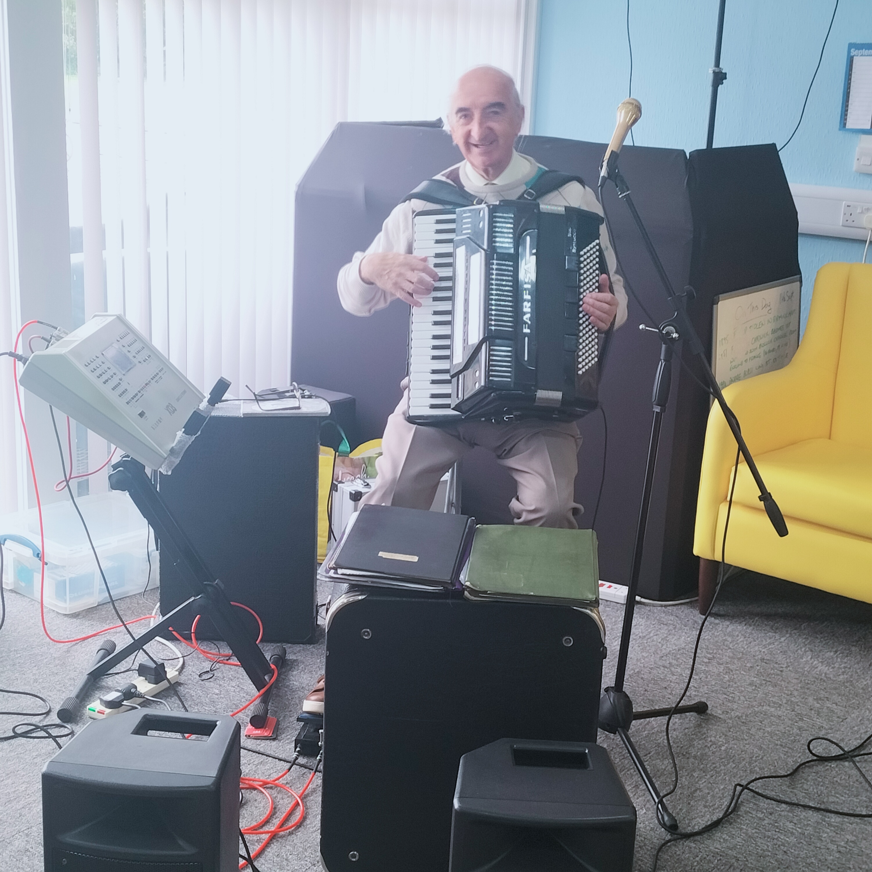Local musician, Mike McEwan, providing the entertainment on the Accordion. 